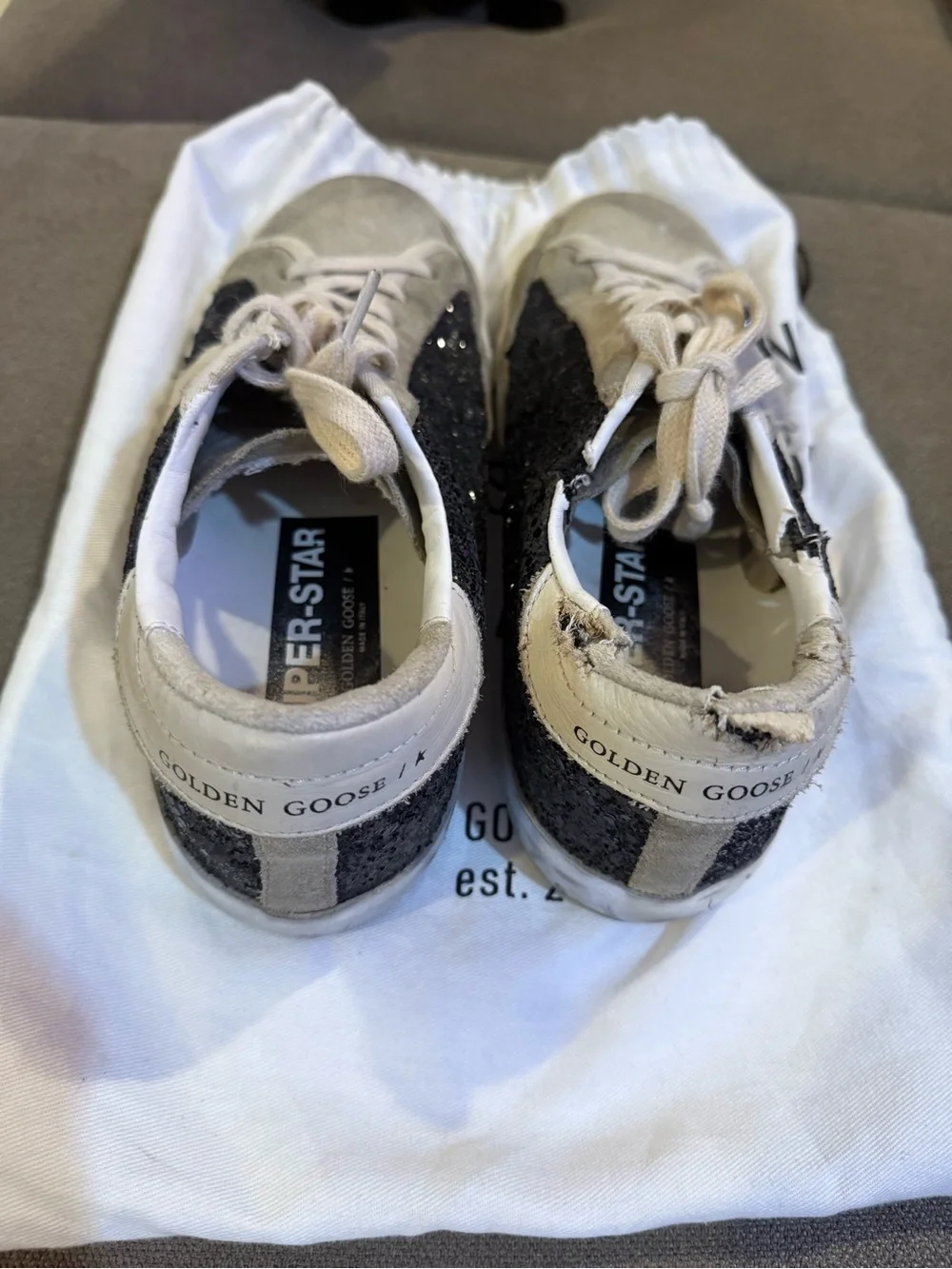 Golden Goose White Drawstring Dust Bag with Black Print - Picture 6 of 9